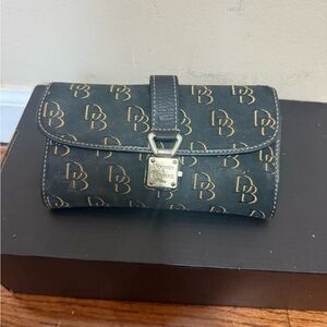 Dooney & Bourke Black with Gold Logo Clutch